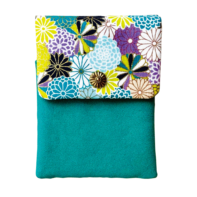 Kyoku Haku Dahlia Green Cotton Flap Pen Pouch (Fourfold) Kyoku Haku Dahlia Green Cotton Flap Pen Pouch (Fourfold)