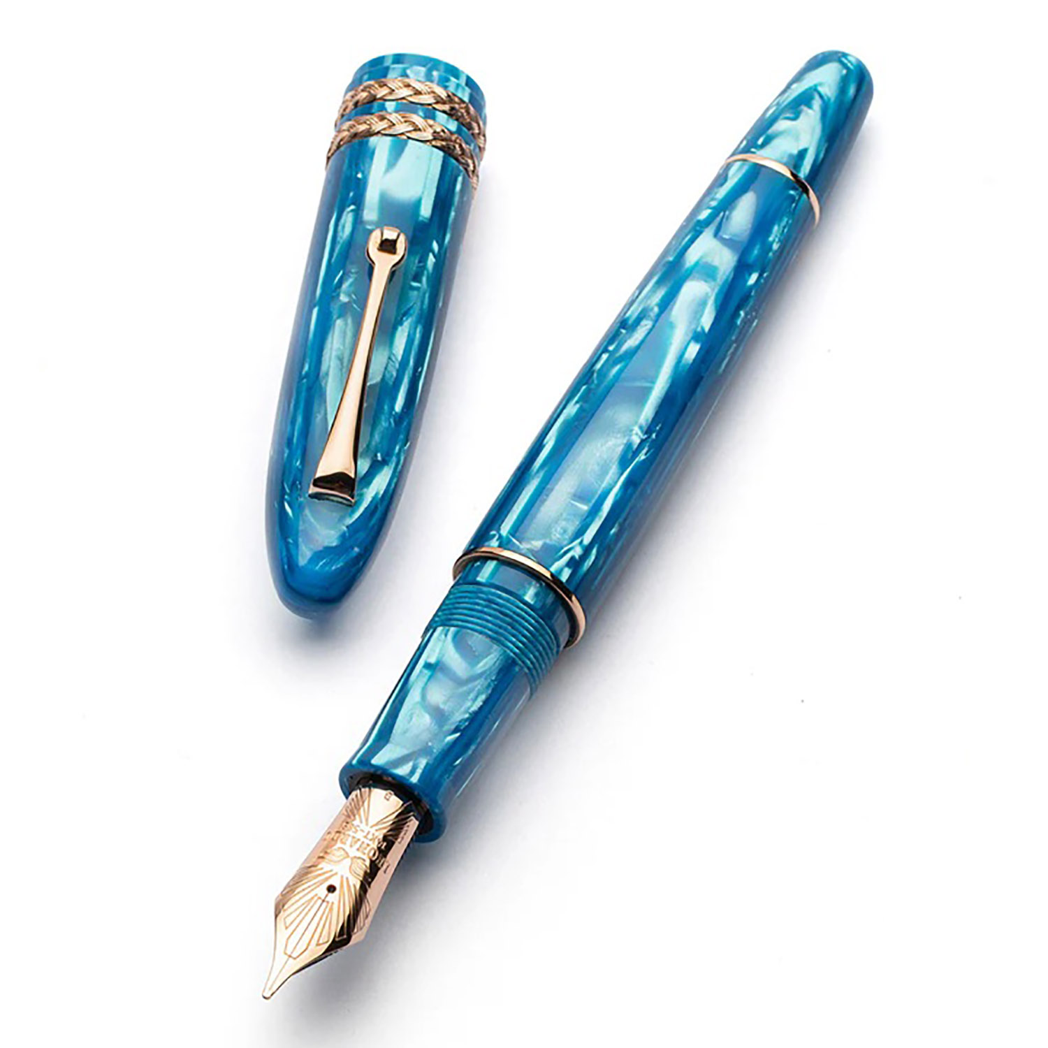 Leonardo Cigar LeonArco Mediterranean Clear Blue Authentic Celluloid RGT Reservoarpenna