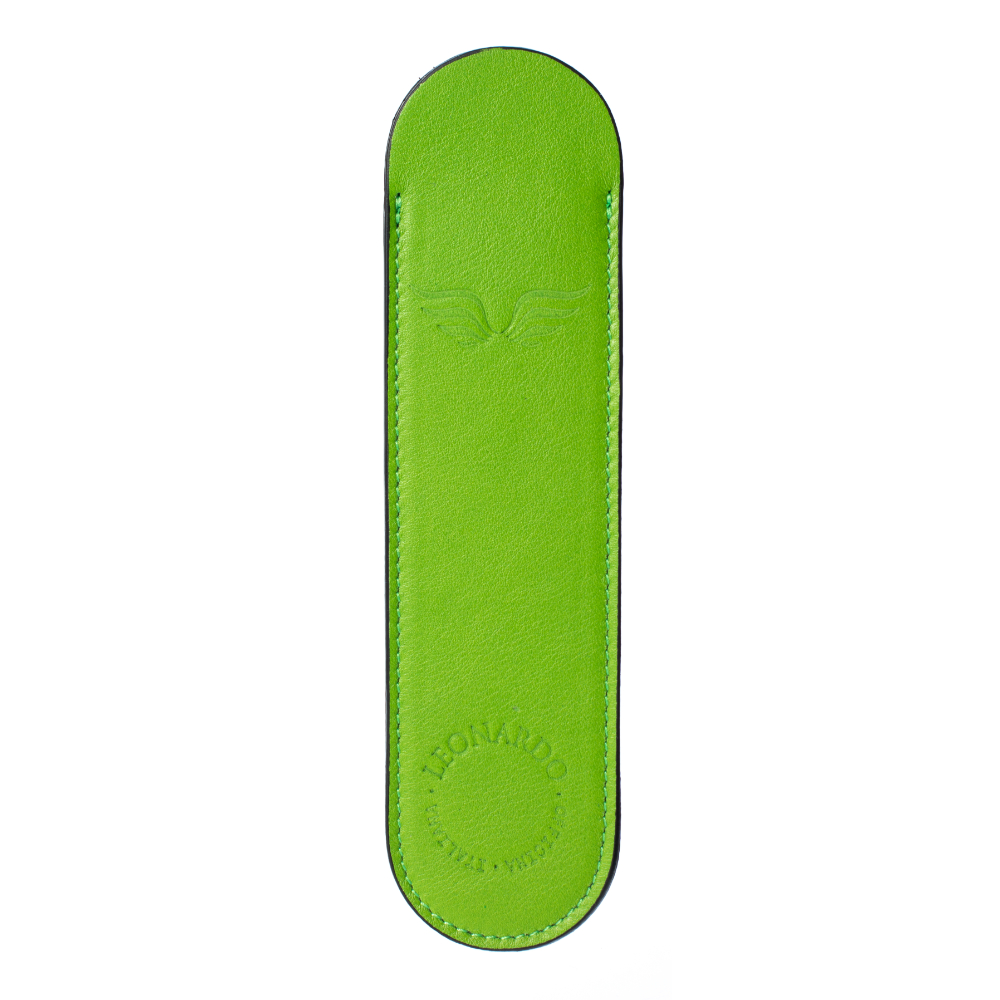 Leonardo Italian Leather Pen Sleeve Bright Green Pen Pouch (Single) Leonardo Italian Leather Pen Sleeve Bright Green Pen Pouch (Single)