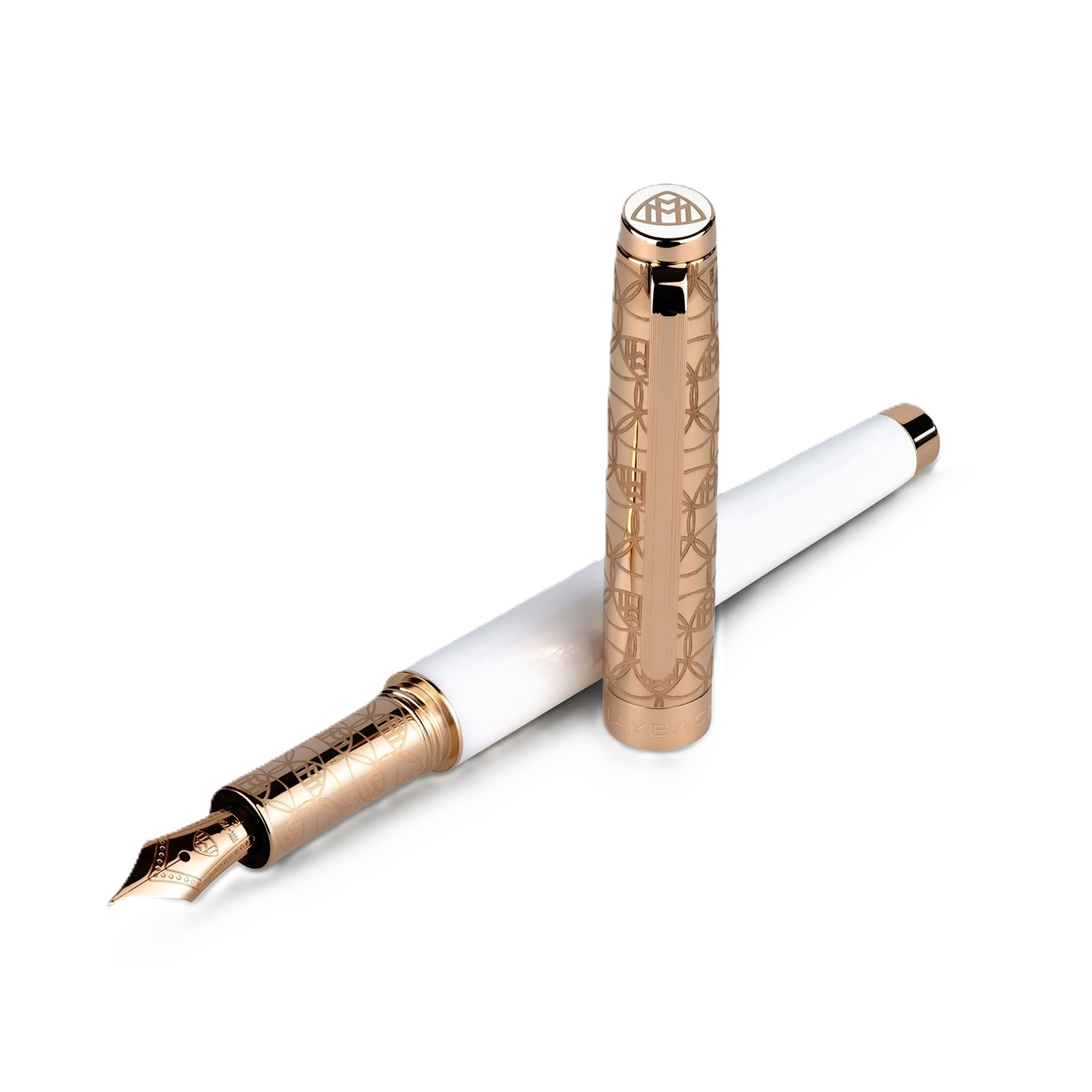 Maybach The Peak II Sterling Silver White Lacquer & Rose Gold Füllfederhalter