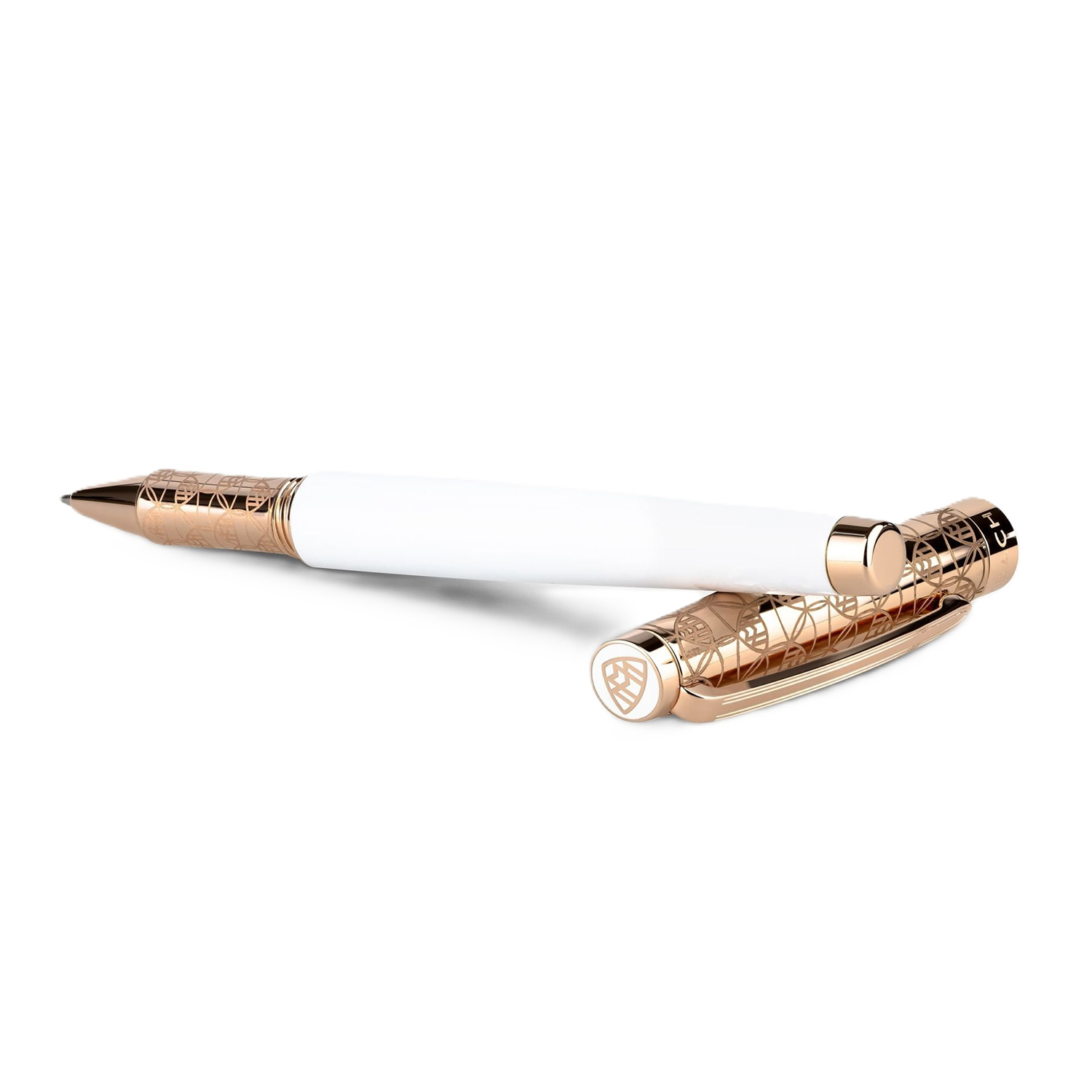 Maybach The Peak II Sterling Silver White Lacquer & Rose Gold Tintenroller