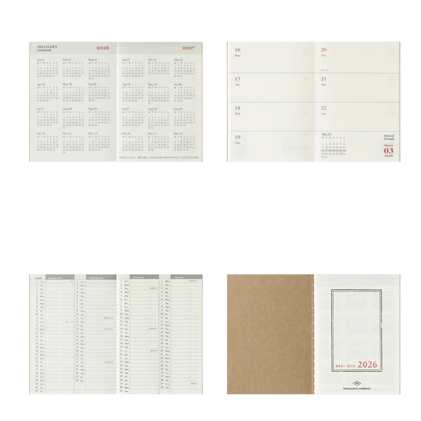 Traveler's Company Refill Passport 2026 Diary Weekly Notebook