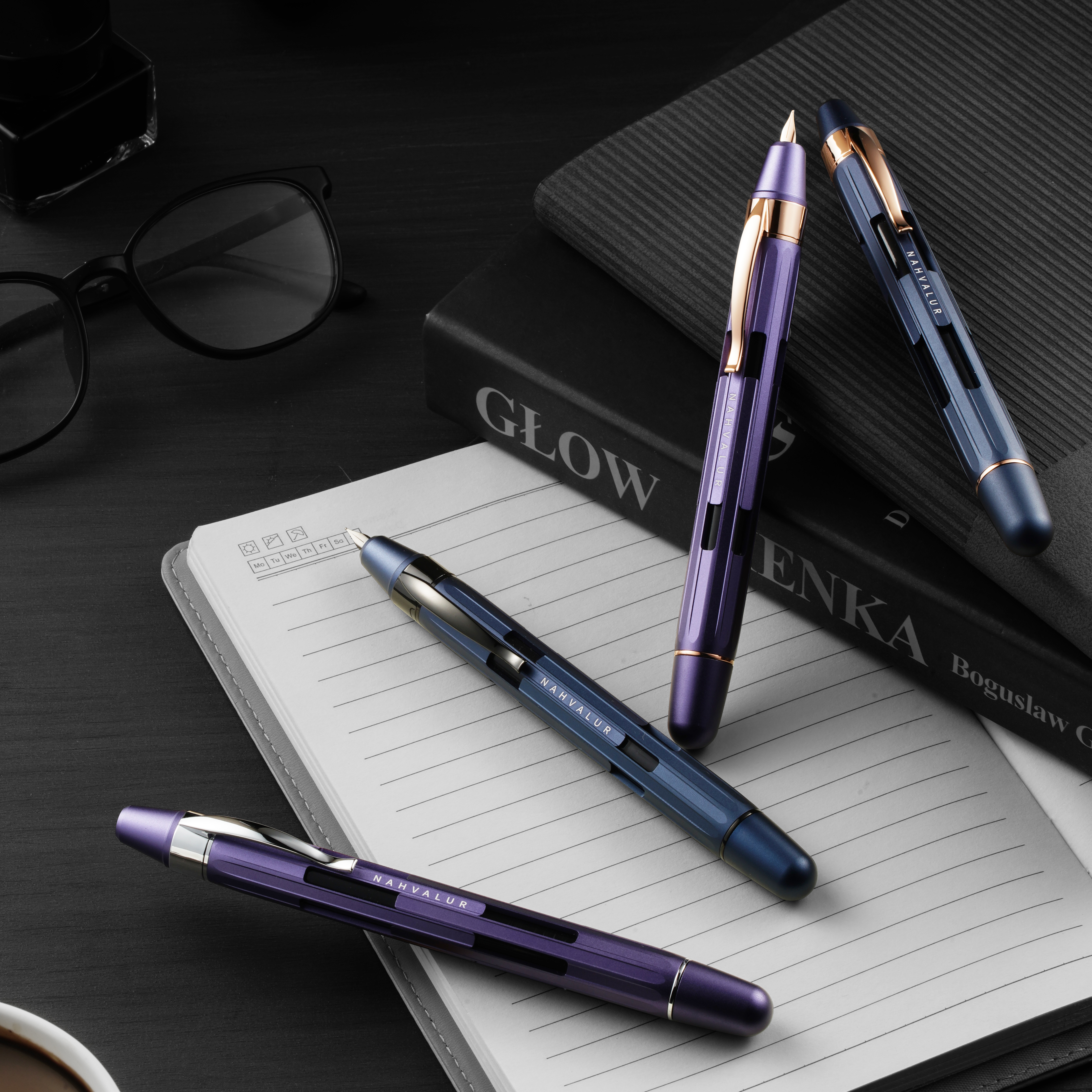 Nahvalur Eclipse Hepatizon Silver Retráctil Pluma Estilográfica