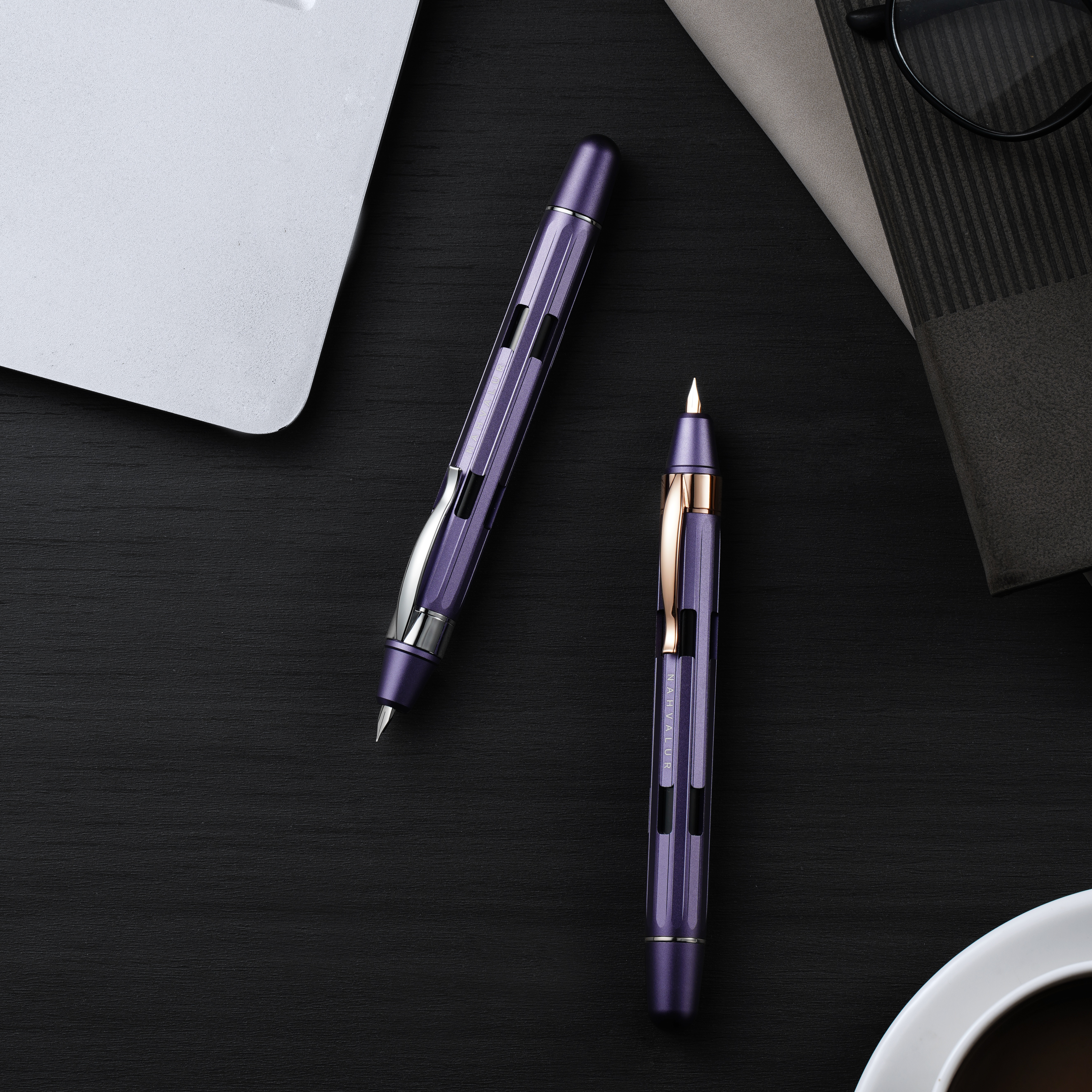 Nahvalur Eclipse Hepatizon Silver Retráctil Pluma Estilográfica