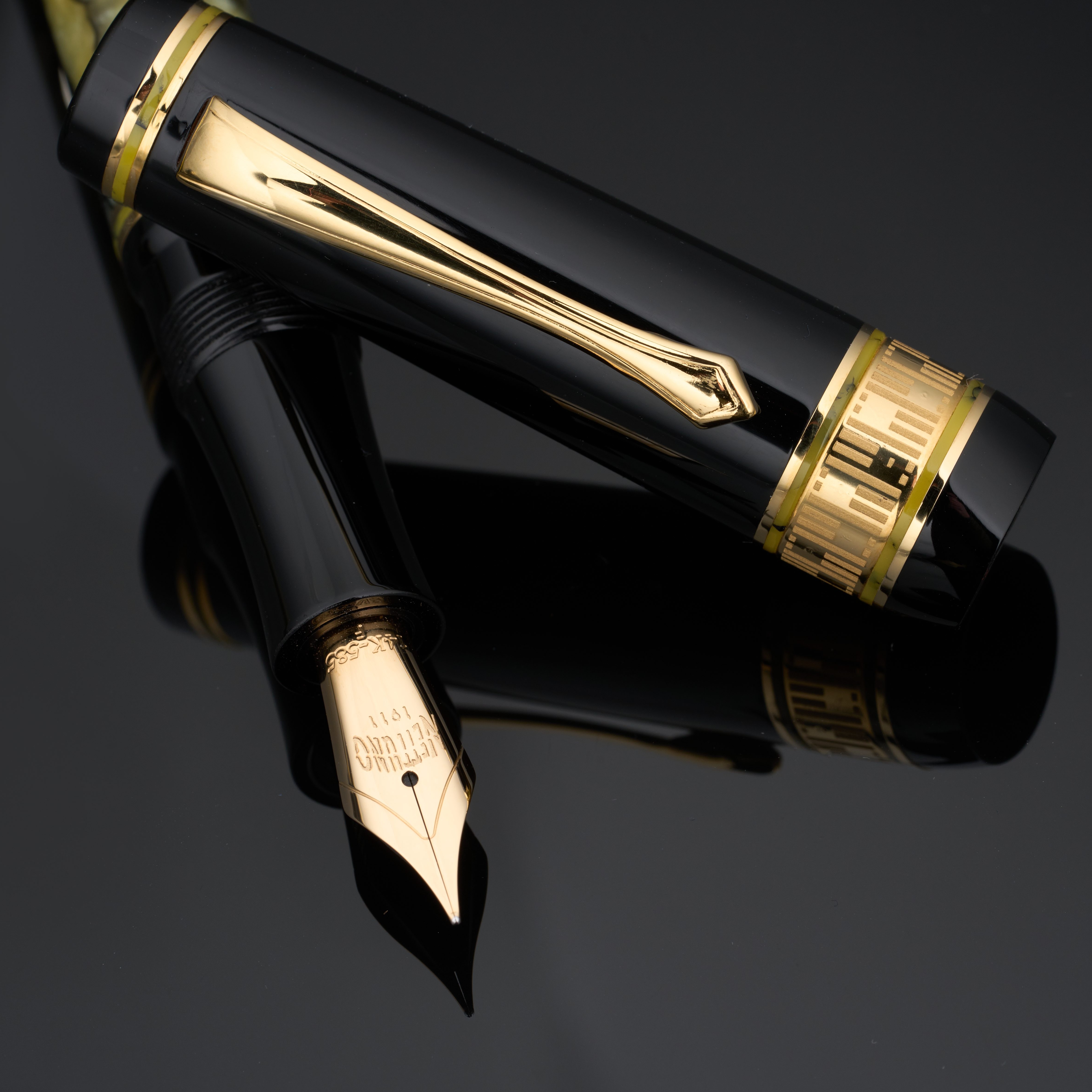 Nettuno 1911 Superba Jade Marbled Celluloid Fountain pen