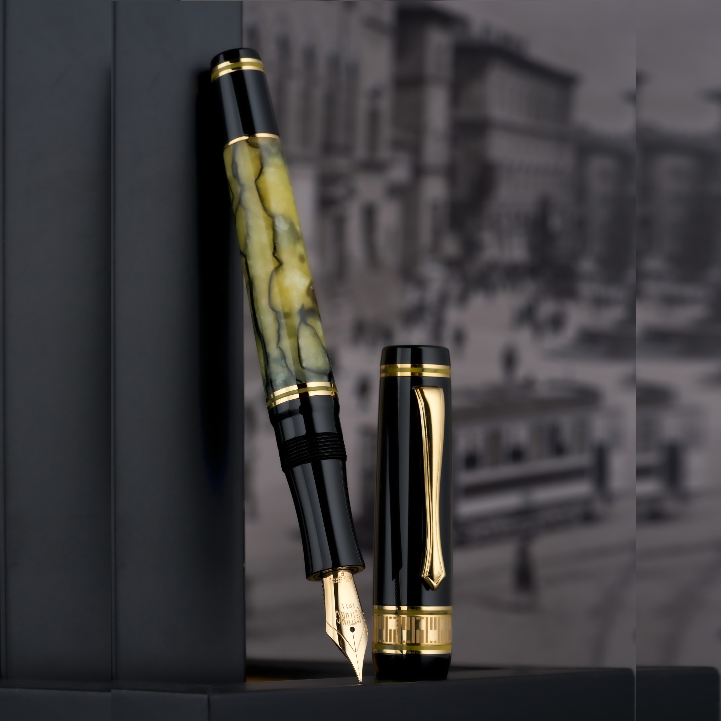 Nettuno 1911 Superba Jade Marbled Celluloid Fountain pen