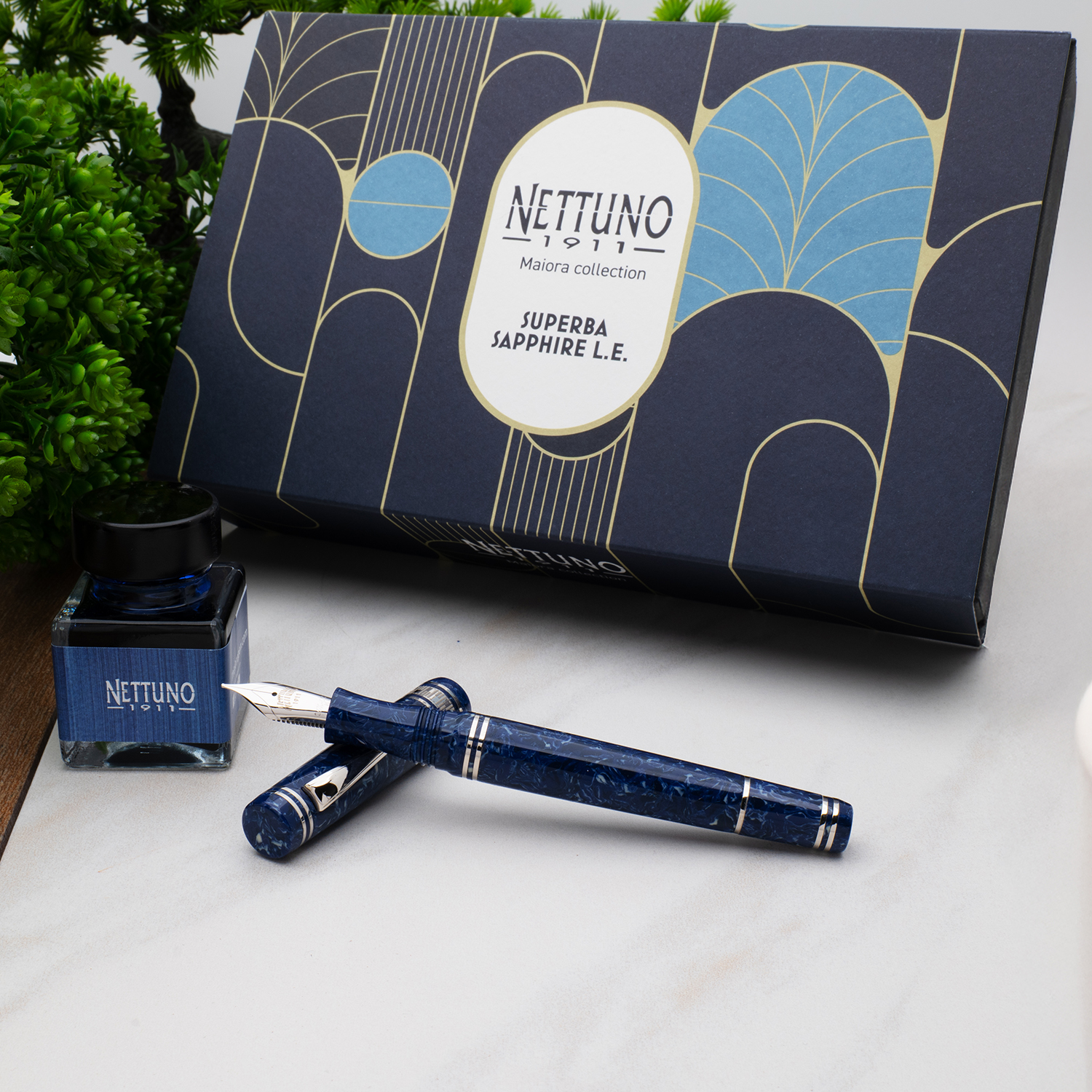 Nettuno 1911 Superba Sapphire Celluloid LE ST Vulpen