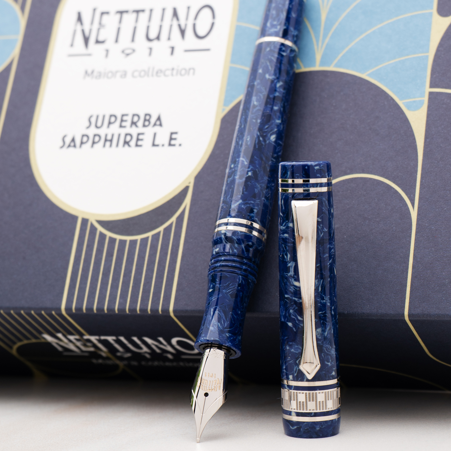 Nettuno 1911 Superba Sapphire Celluloid LE ST Vulpen