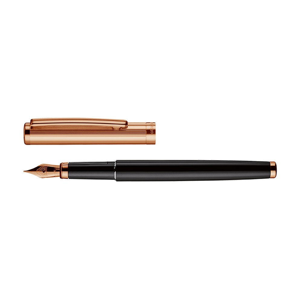 Otto Hutt Design 01 Black Lacquer Rose Gold Striped Fountain pen Otto Hutt Design 01 Black Lacquer Rose Gold Striped Fountain pen