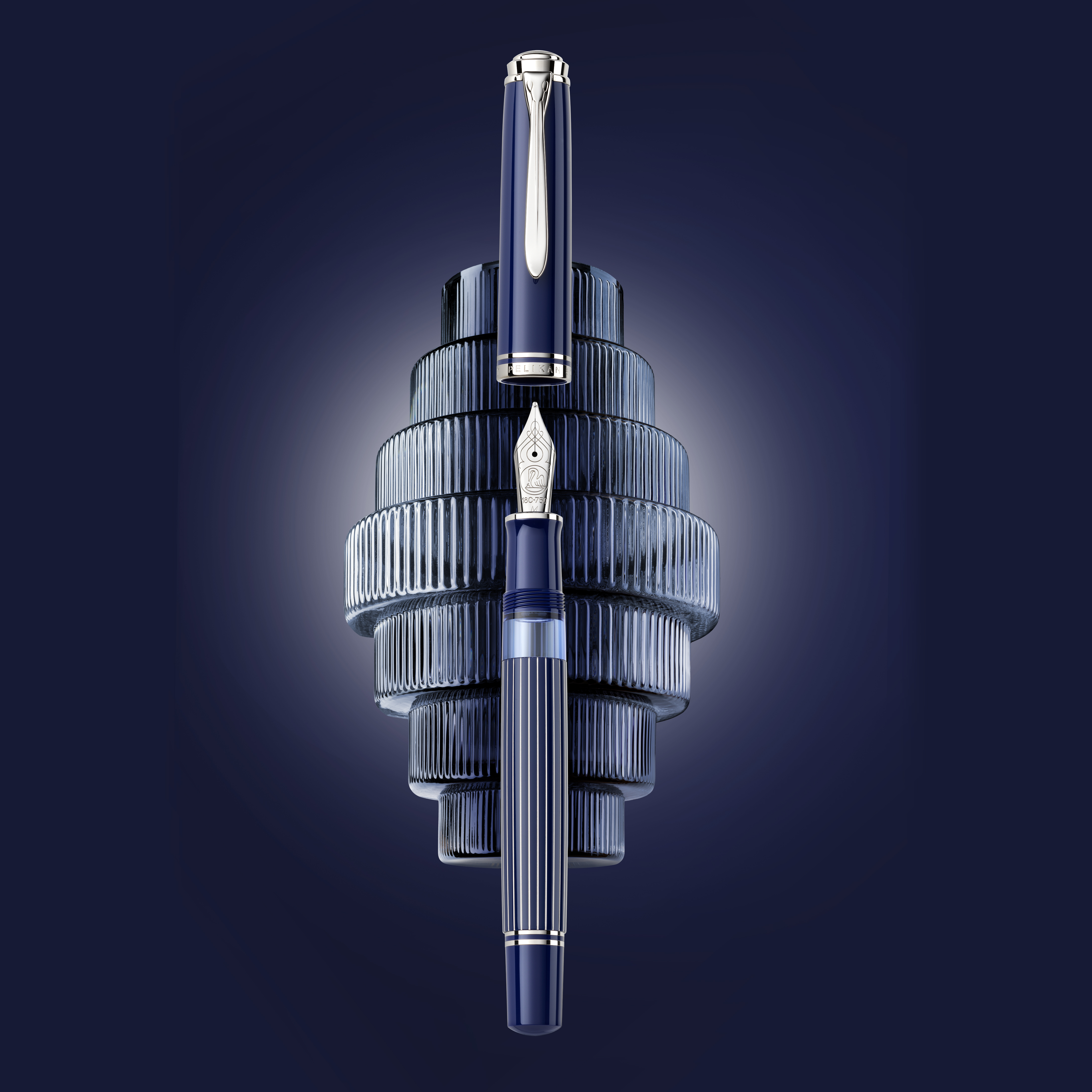 Pelikan Souverän M815 Metal Striped Blue Fountain pen Pelikan Souverän M815 Metal Striped Blue Fountain pen