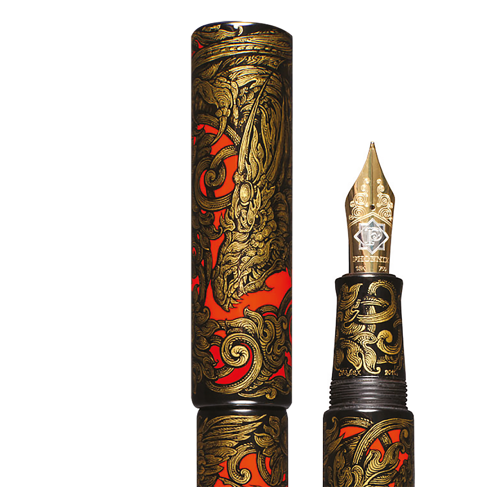 Phoenix Lacquer Art Ornaments Golden Dragon & Phoenix Fountain pen Phoenix Lacquer Art Ornaments Golden Dragon & Phoenix Fountain pen