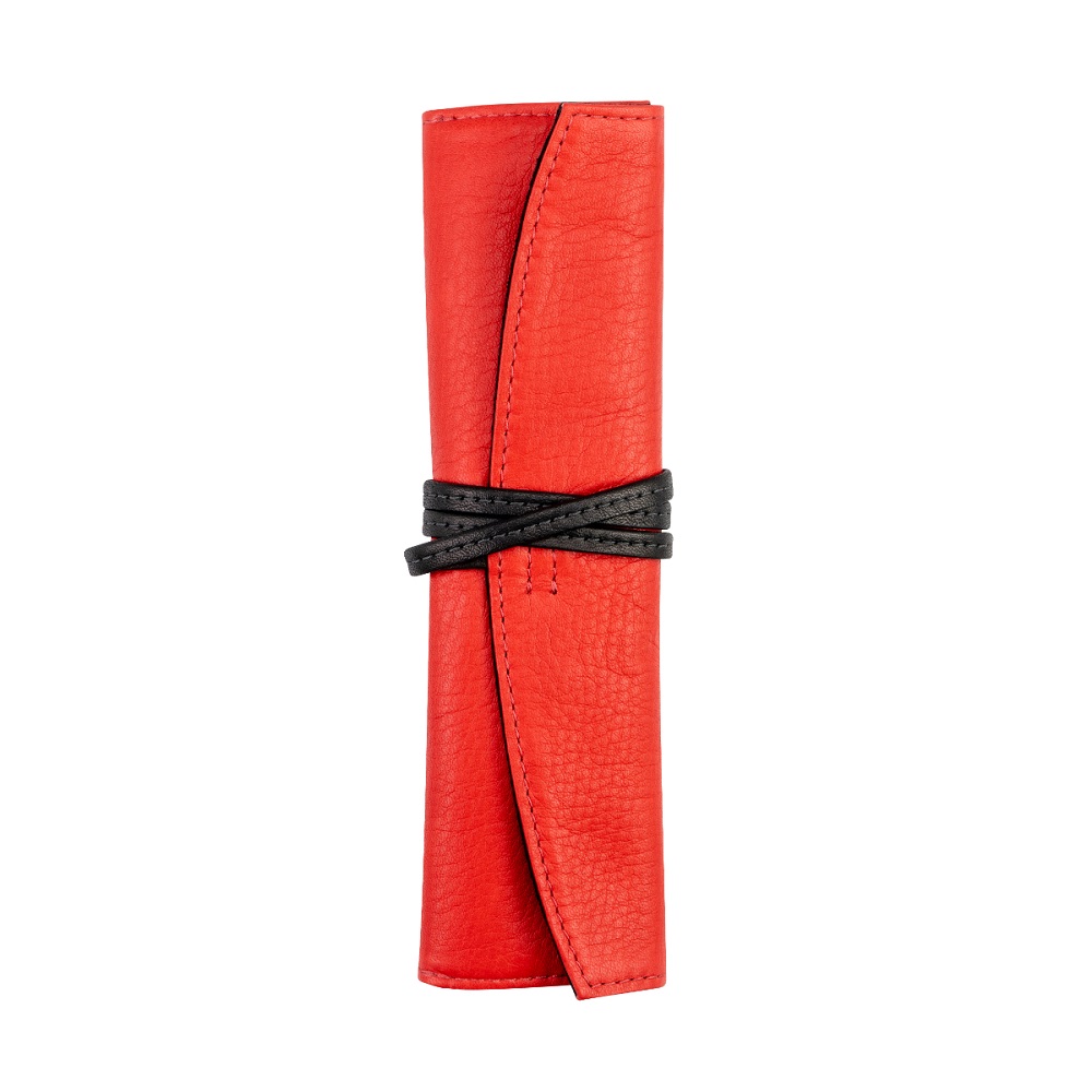 Pilot Leather Pen Case Long Size Red and Black (Single)