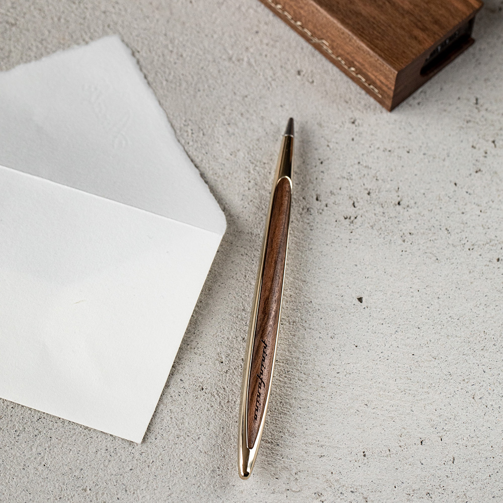 Pininfarina Cambiano Walnut Gold Ethergraf Penna