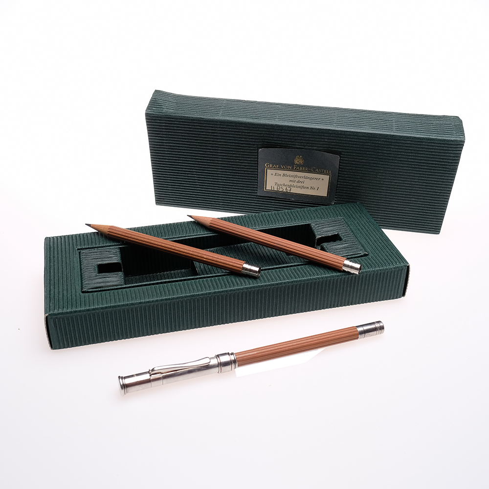 Graf von Faber-Castell Potloodhouder in Zilver Vintage (1993) met 3 Potloden Pre-owned