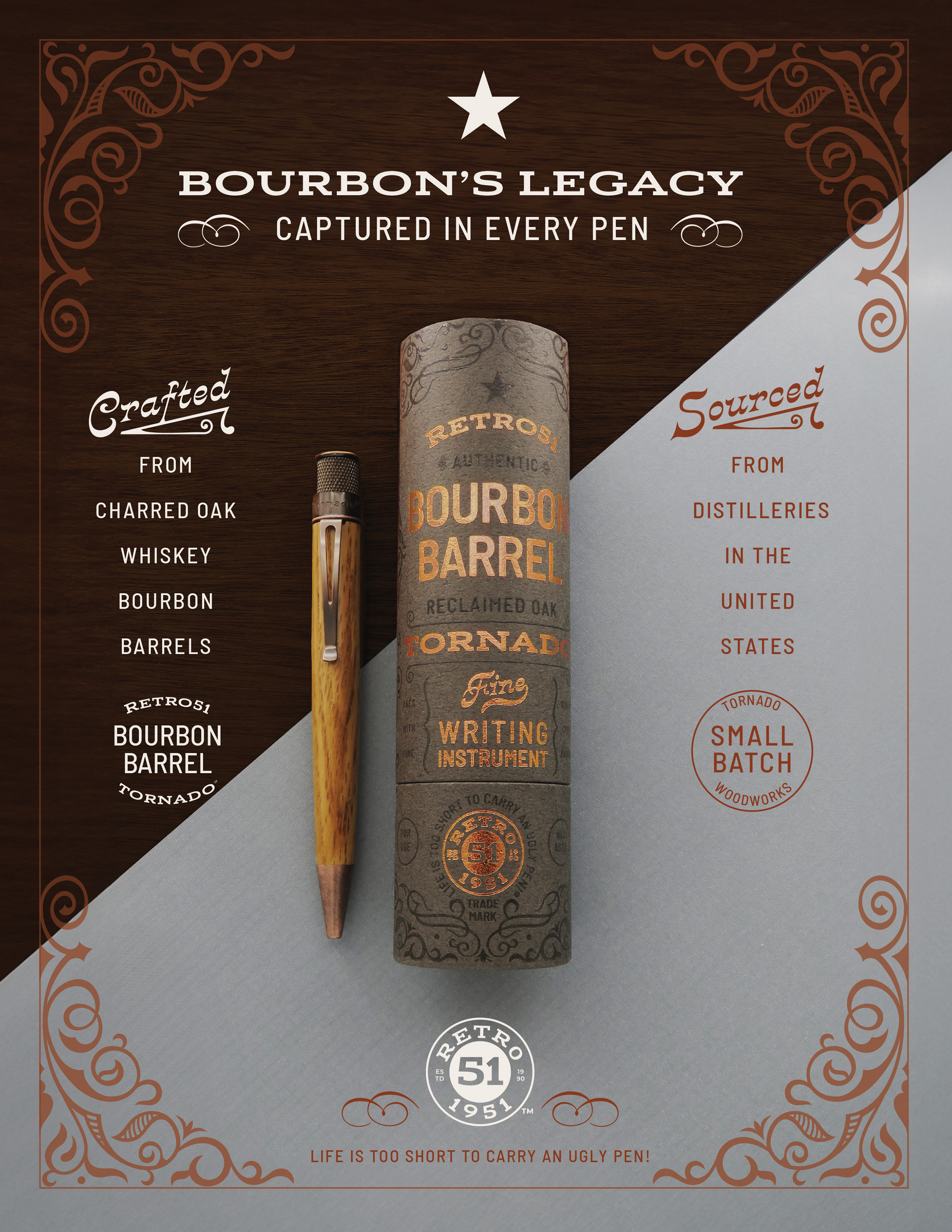 Retro 51 Tornado Bourbon Barrel Rollerball / Kugelschreiber