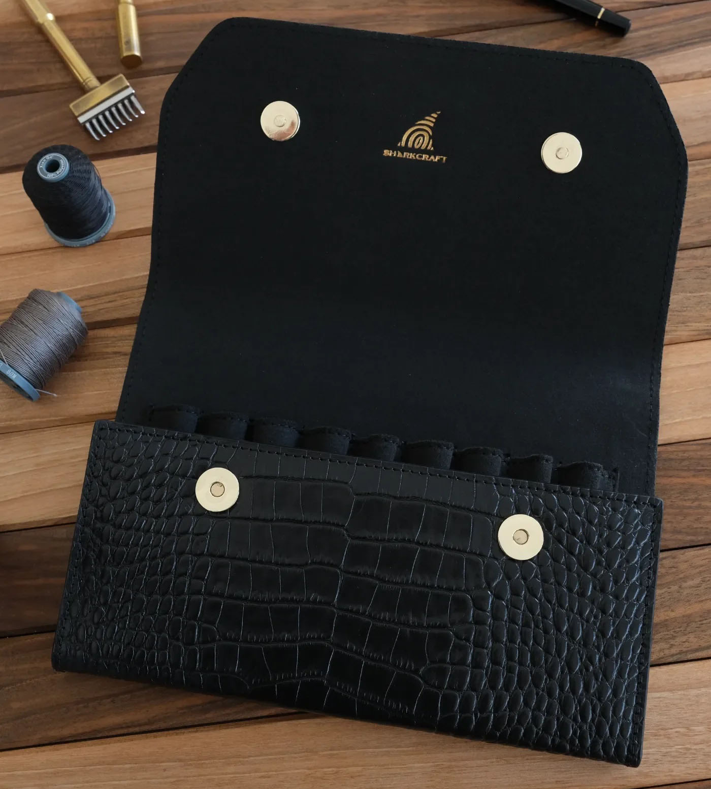 Sharkcraft Octopus Croco Black Pen Pouch (9-part) Sharkcraft Octopus Croco Black Pen Pouch (9-part)