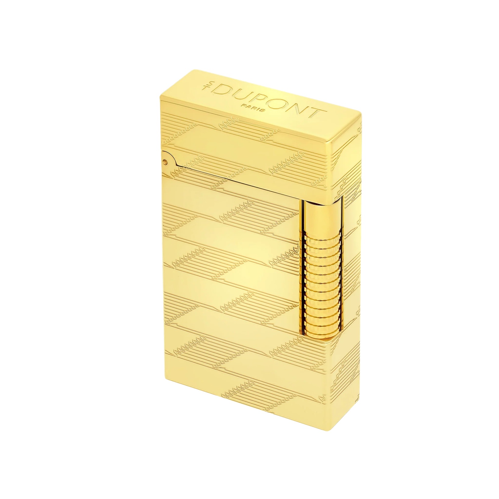 S.T. Dupont Le Grand Cling 1872 Monogram Yellow Gold Guilloche Lighter Feuerzeug C23178