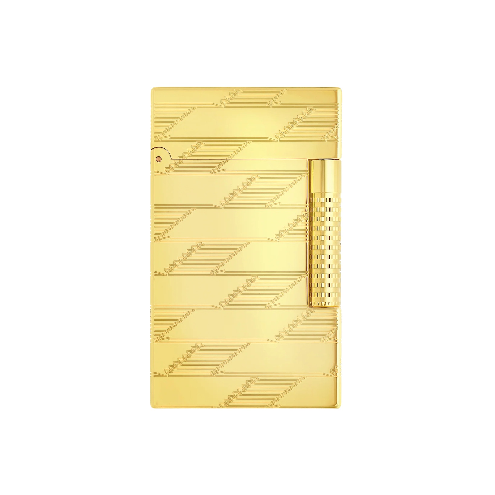 S.T. Dupont Le Grand Cling 1872 Monogram Yellow Gold Guilloche Lighter Feuerzeug C23178