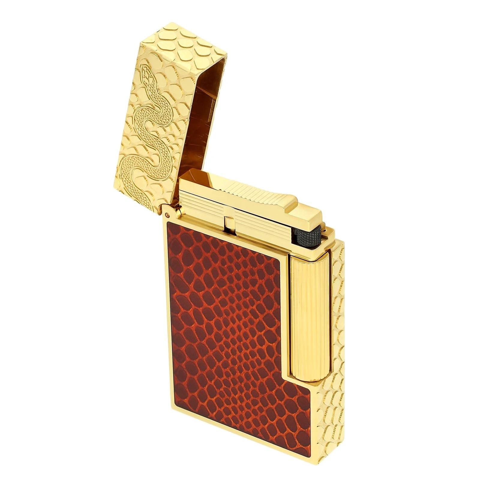 S.T. Dupont Ligne 2 Cling Snake Lacquered Red Gold Lighter C16075  