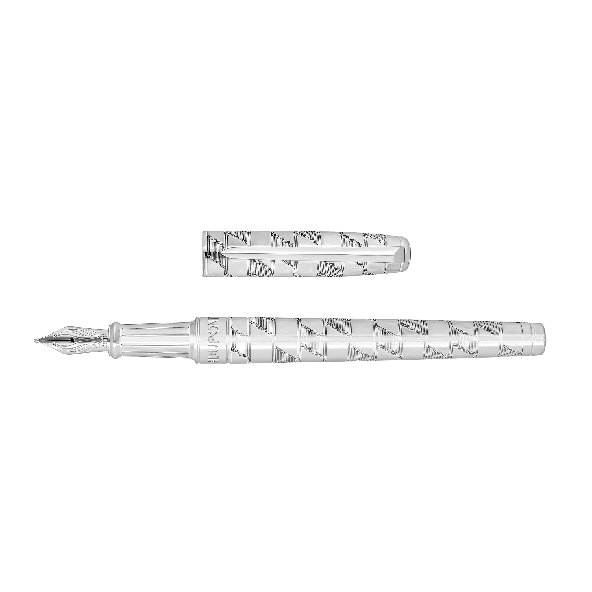 S.T. Dupont Line D Eternity Monogram 1872 Silver Medium Fountain pen