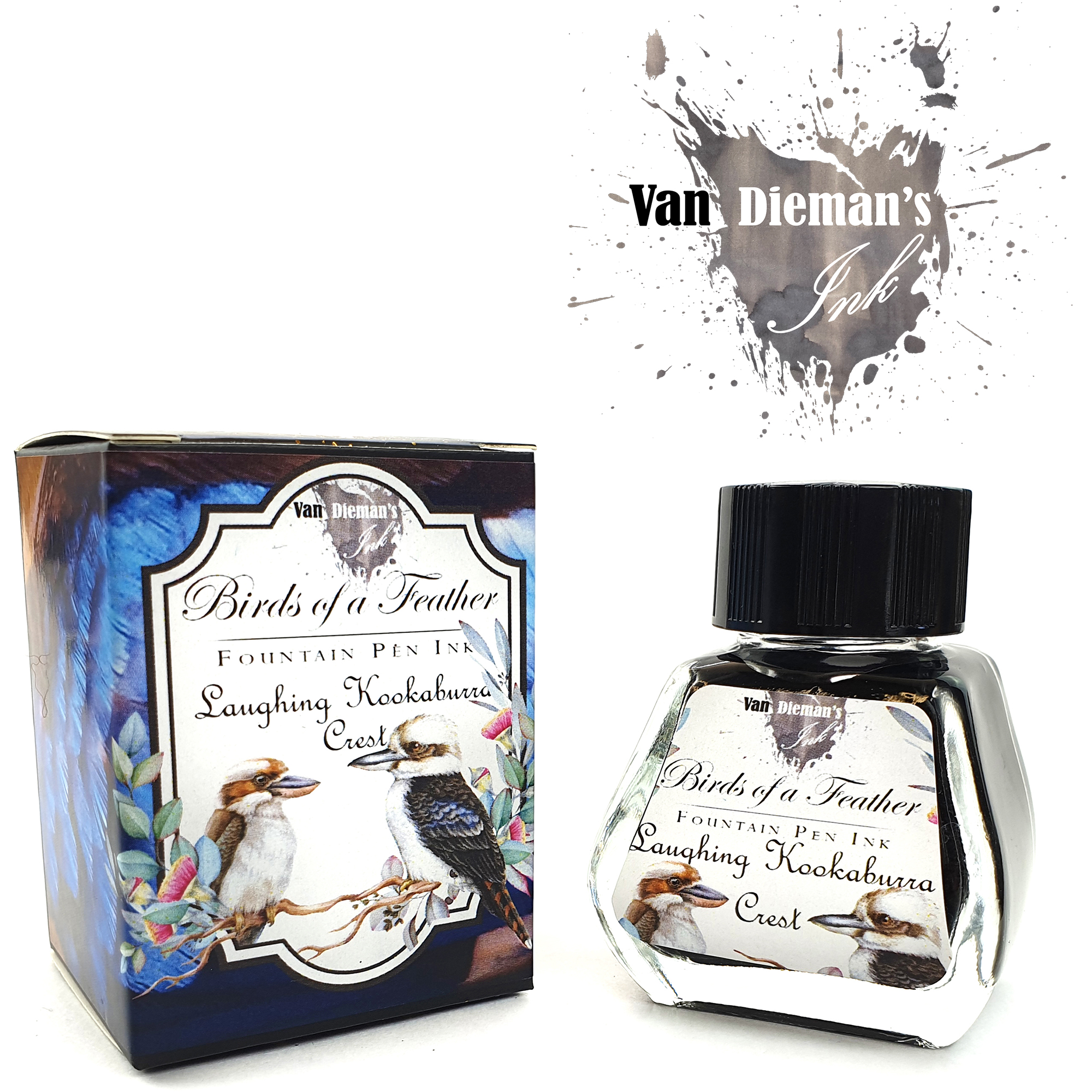 Van Dieman's Birds Of A Feather - Laughing Kookaburra Crest 30ml Ink Bottle Van Dieman's Birds Of A Feather - Laughing Kookaburra Crest 30ml Ink Bottle