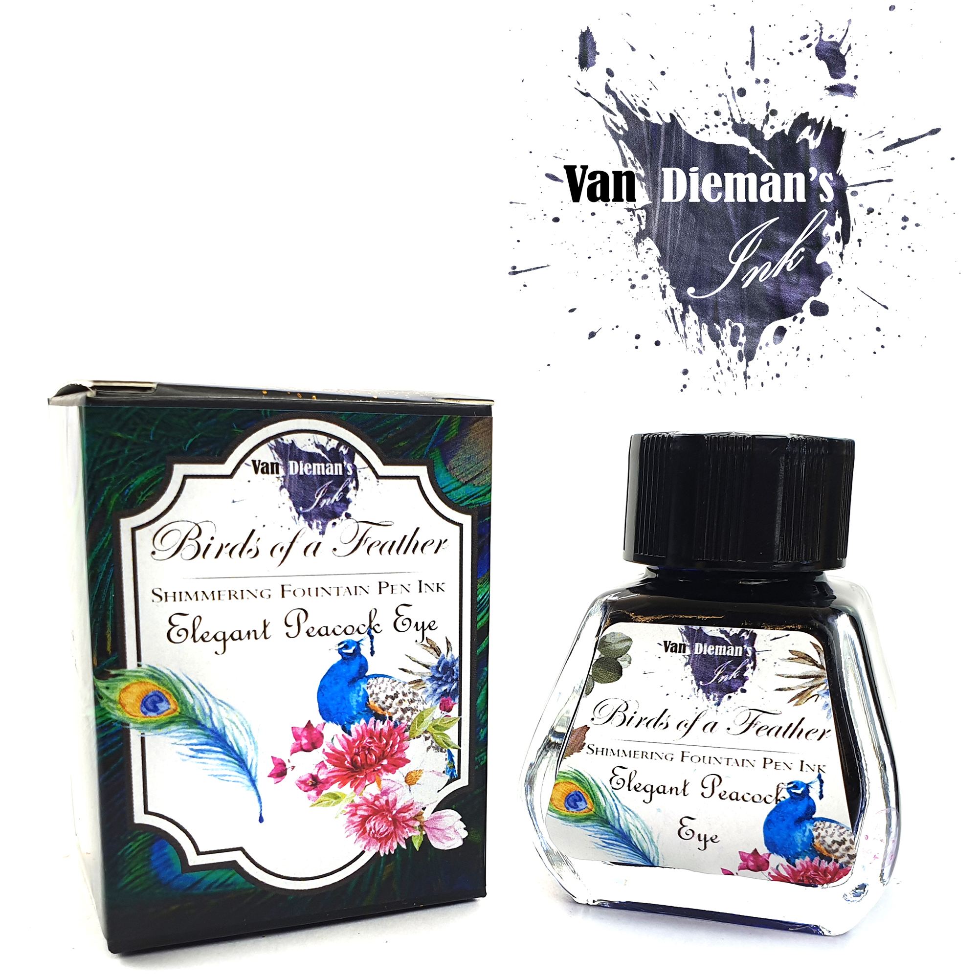 Van Dieman's Birds Of A Feather - Elegant Peacock Eye Shimmering 30ml Frasco de tinta