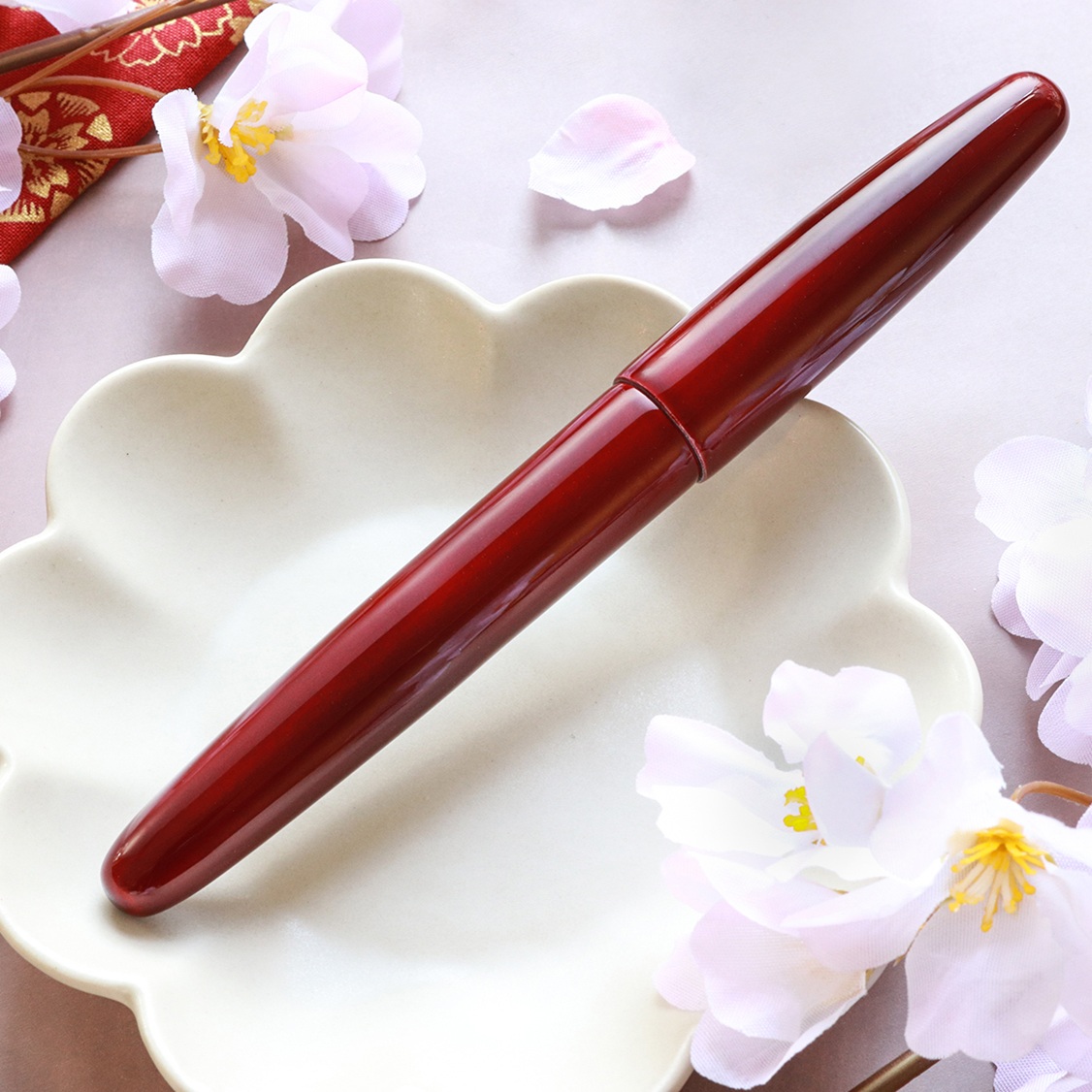 Wancher Dream Pen Aizu Urushi Tamamushi-nuri Aka Fountain Pen