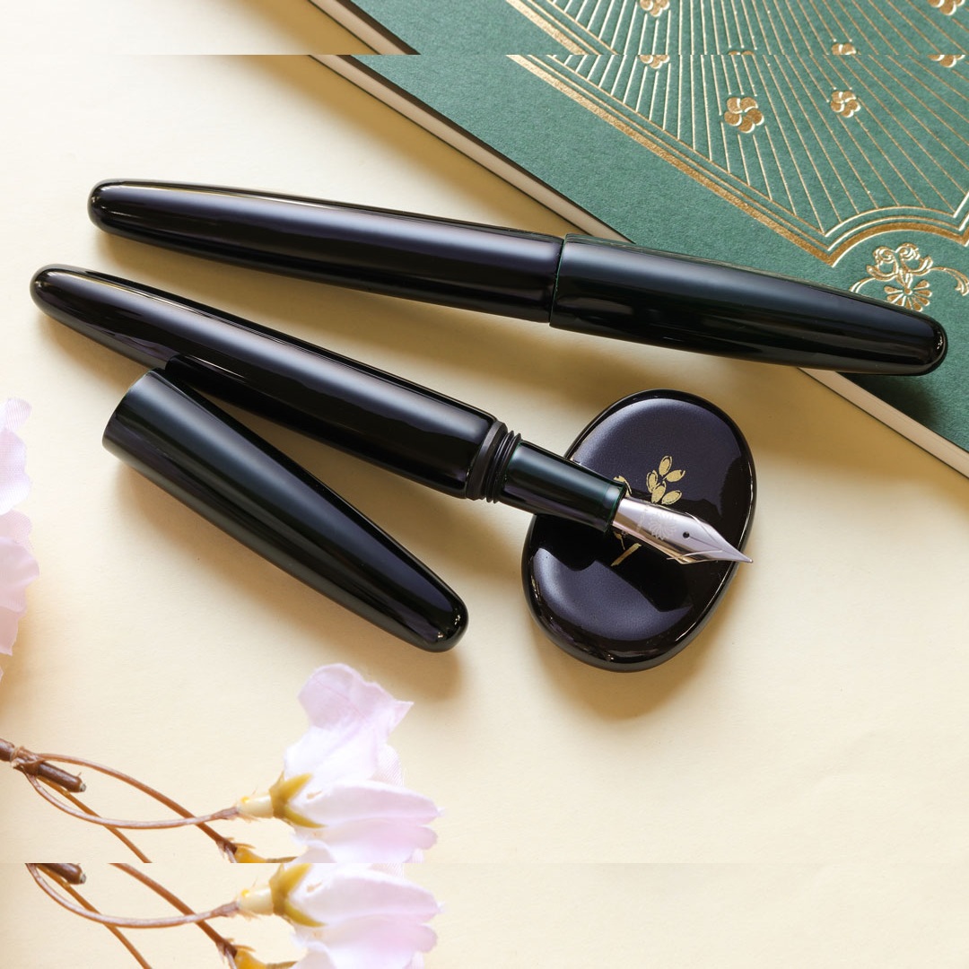 Wancher Dream Pen Aizu Urushi Tamamushi-nuri Midori Caneta de Tinta Permanente
