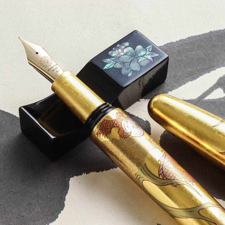 Wancher Dream Pen Rising Sun Maki-e Dragon Fountain Pen Wancher Dream Pen Rising Sun Maki-e Dragon Fountain Pen