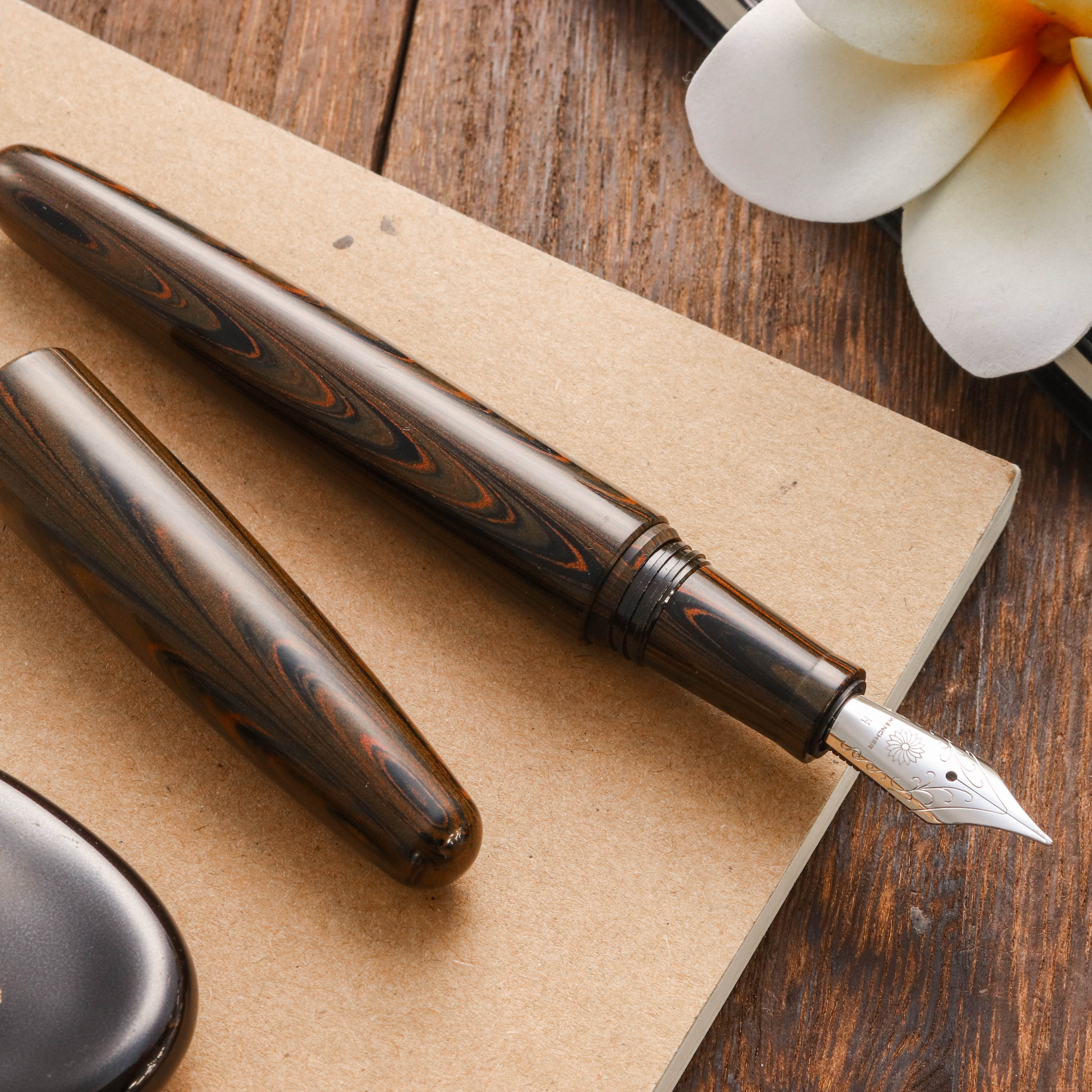 Wancher Dream Pen True Ebonite Marble Brown Fountain Pen Wancher Dream Pen True Ebonite Marble Brown Fountain Pen