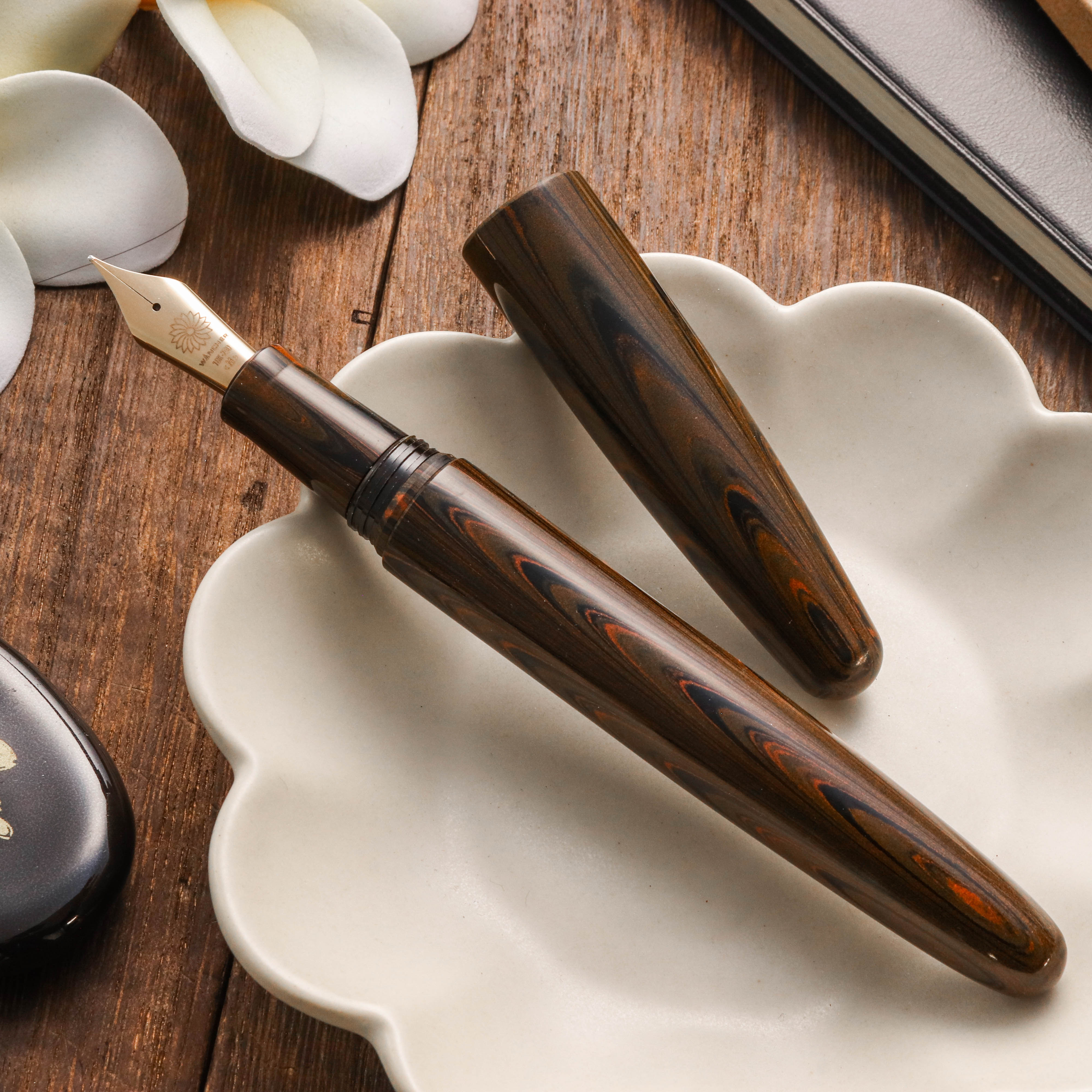 Wancher Dream Pen True Ebonite Marble Brown Fountain Pen Wancher Dream Pen True Ebonite Marble Brown Fountain Pen