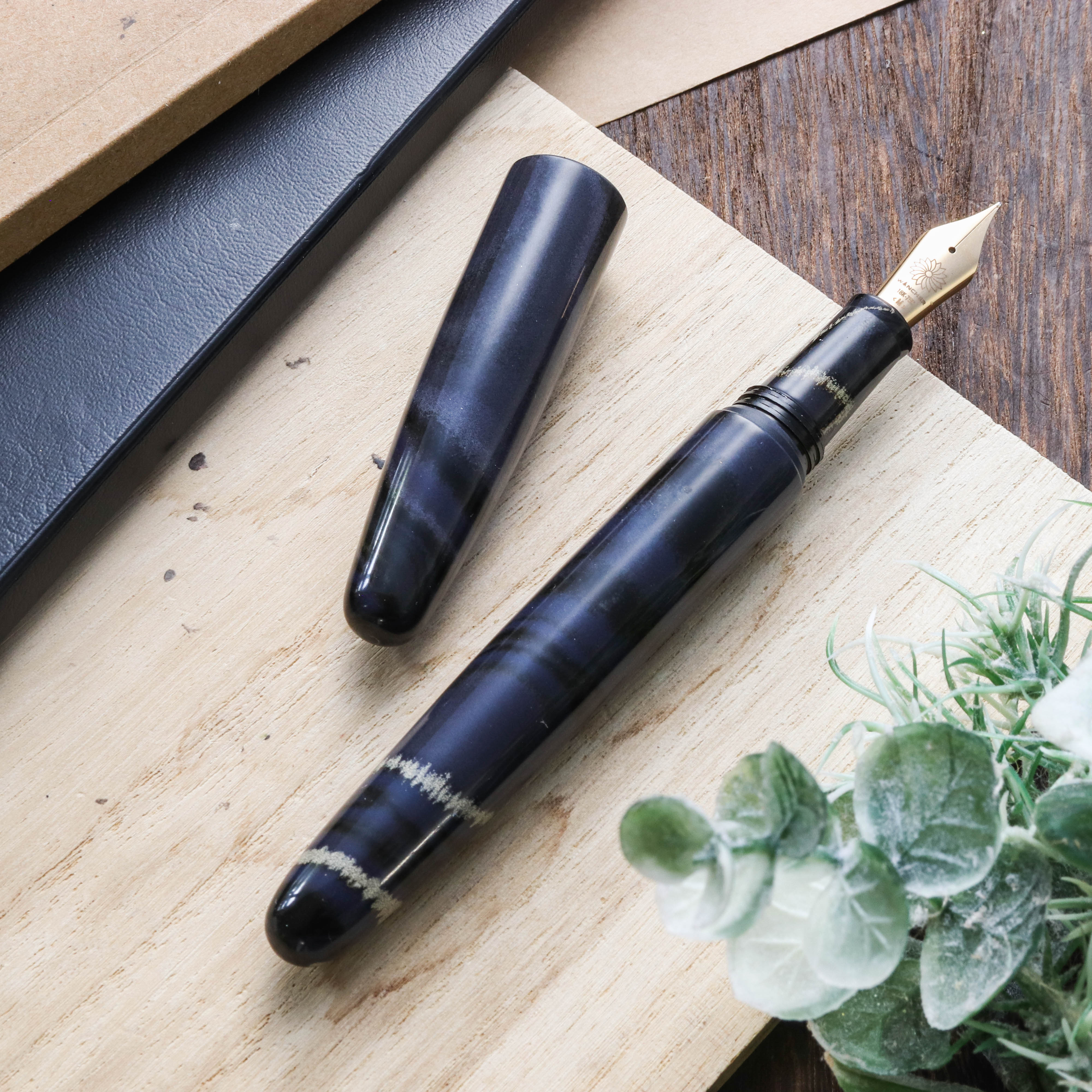 Wancher Dream Pen True Ebonite Marble Purple Gray Plumo Estilográfica