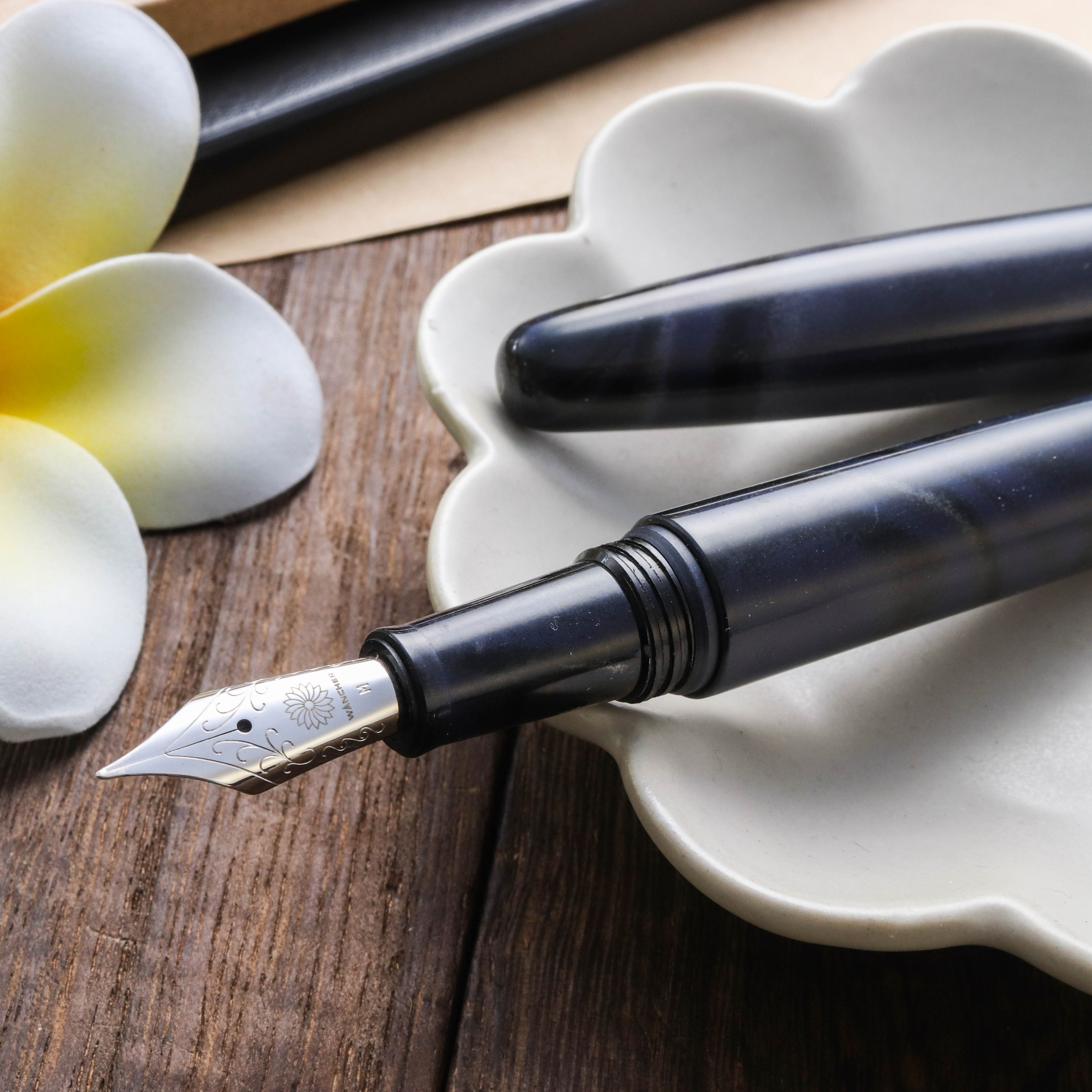 Wancher Dream Pen True Ebonite Marble Purple Gray Plumo Estilográfica