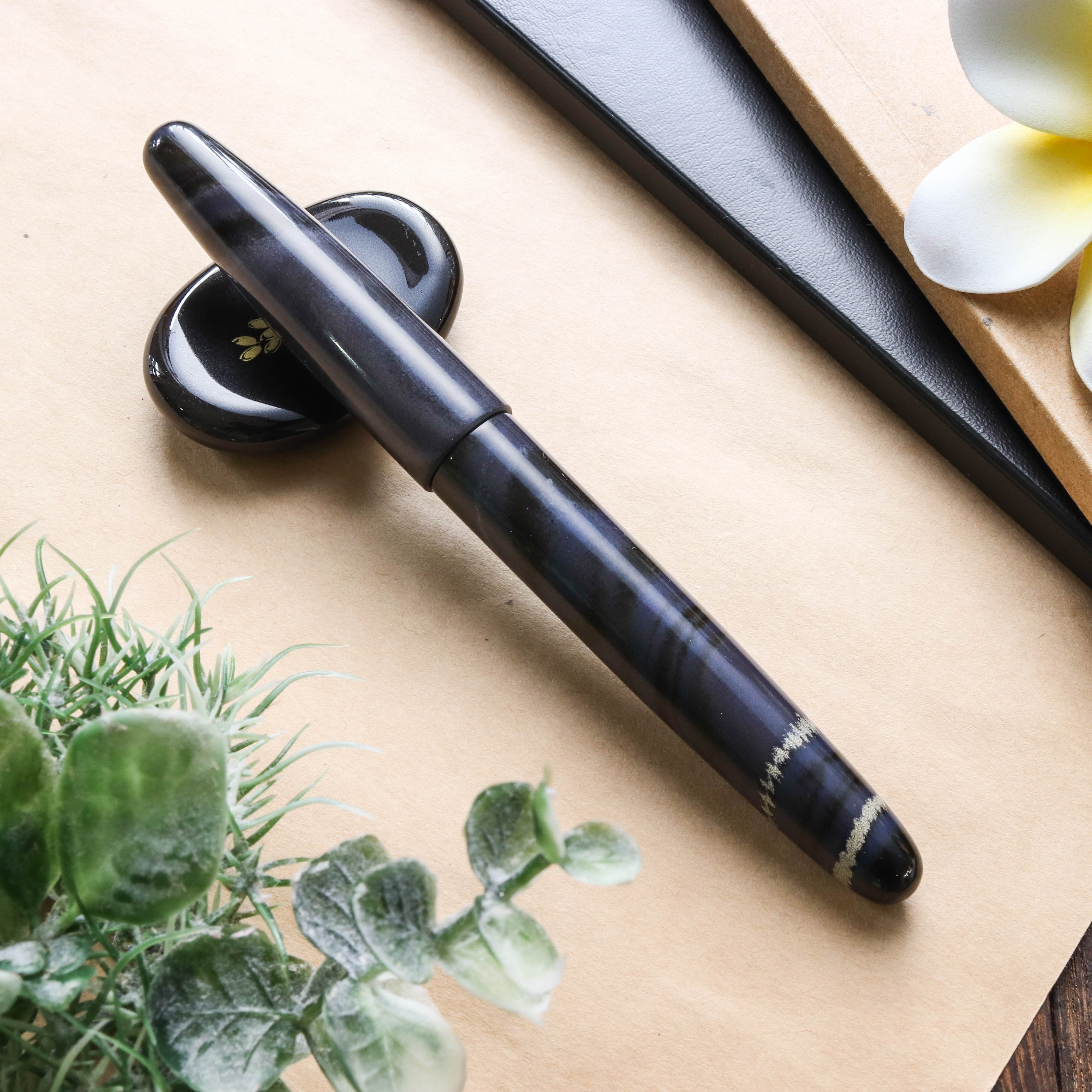 Wancher Dream Pen True Ebonite Marble Purple Gray Plumo Estilográfica