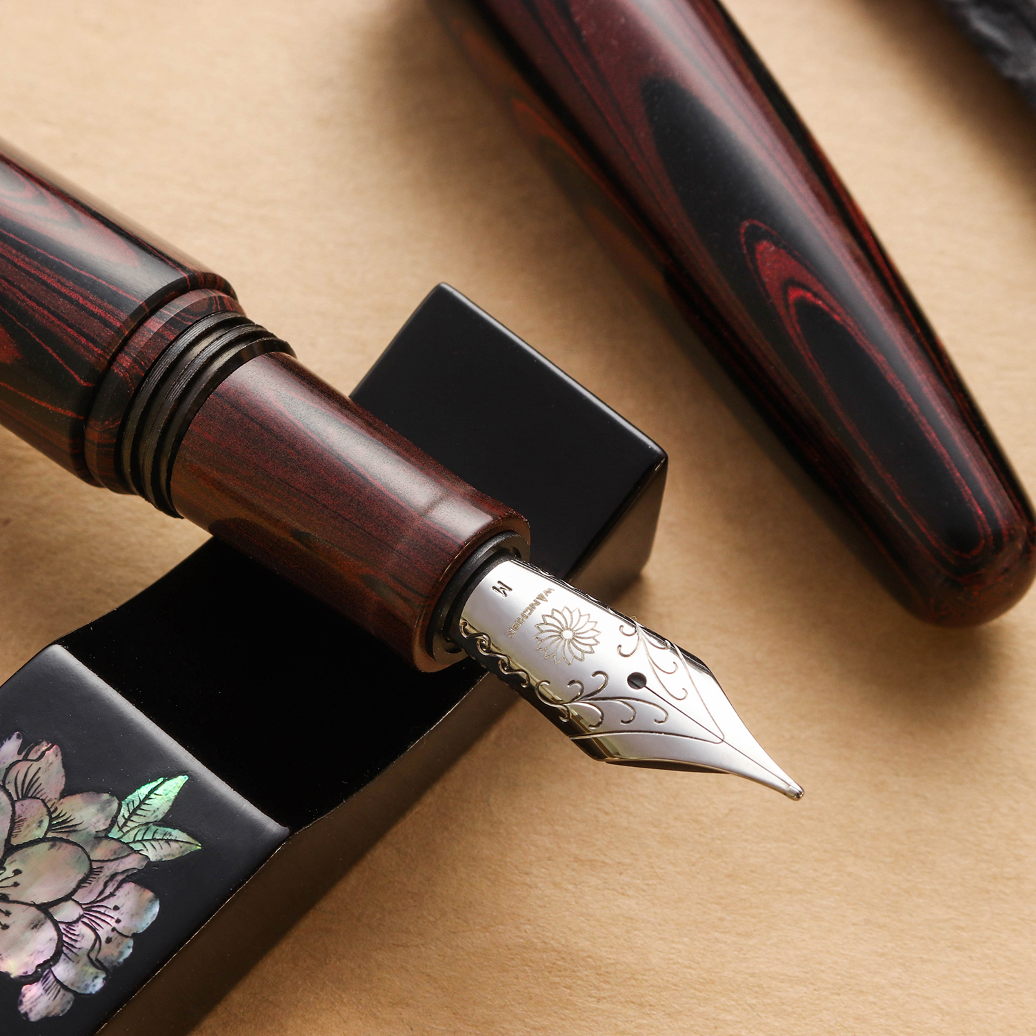 Wancher Dream Pen True Ebonite Marble Red Fountain Pen Wancher Dream Pen True Ebonite Marble Red Fountain Pen