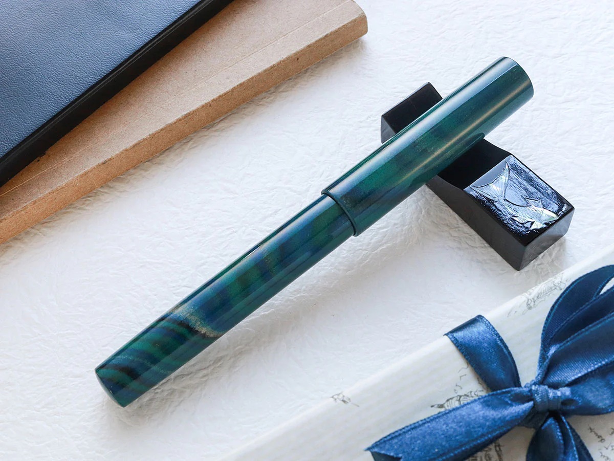 Wancher Mine Ebonite Marble Green Fountain Pen Wancher Mine Ebonite Marble Green Fountain Pen