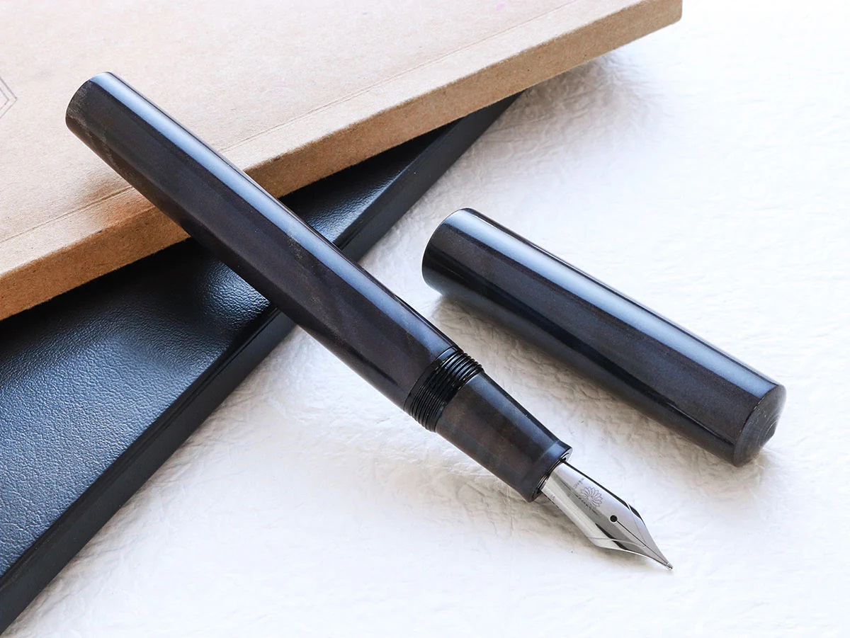 Wancher Mine Ebonite Marble Purple Gray Fountain Pen