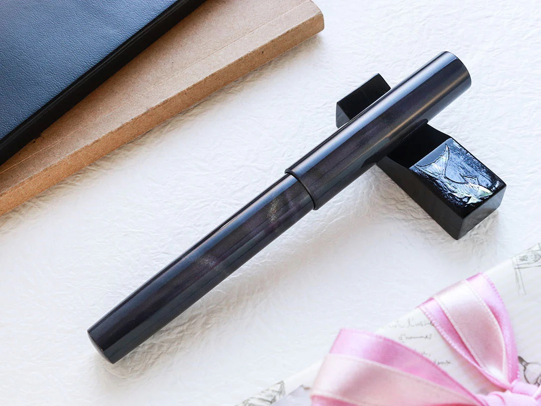 Wancher Mine Ebonite Marble Purple Gray Fountain Pen