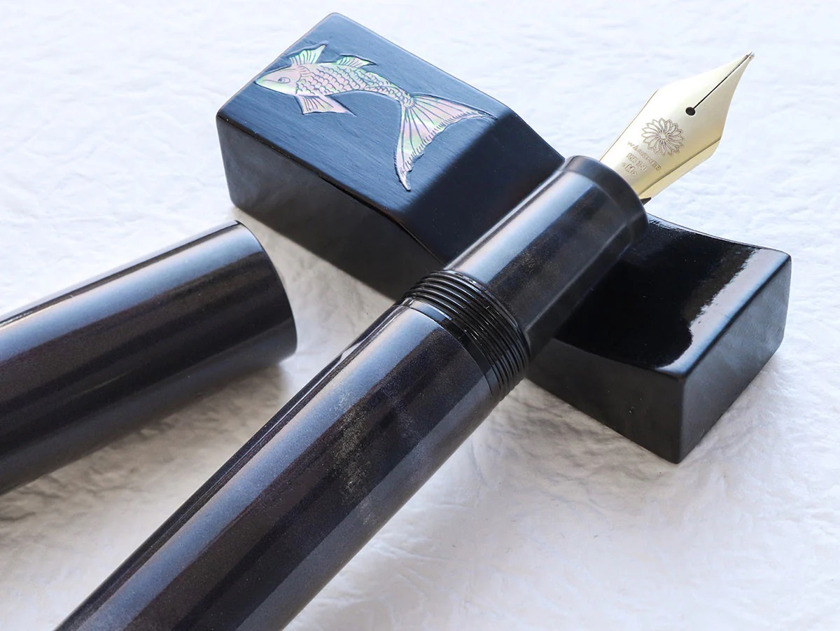 Wancher Mine Ebonite Marble Purple Gray Fountain Pen