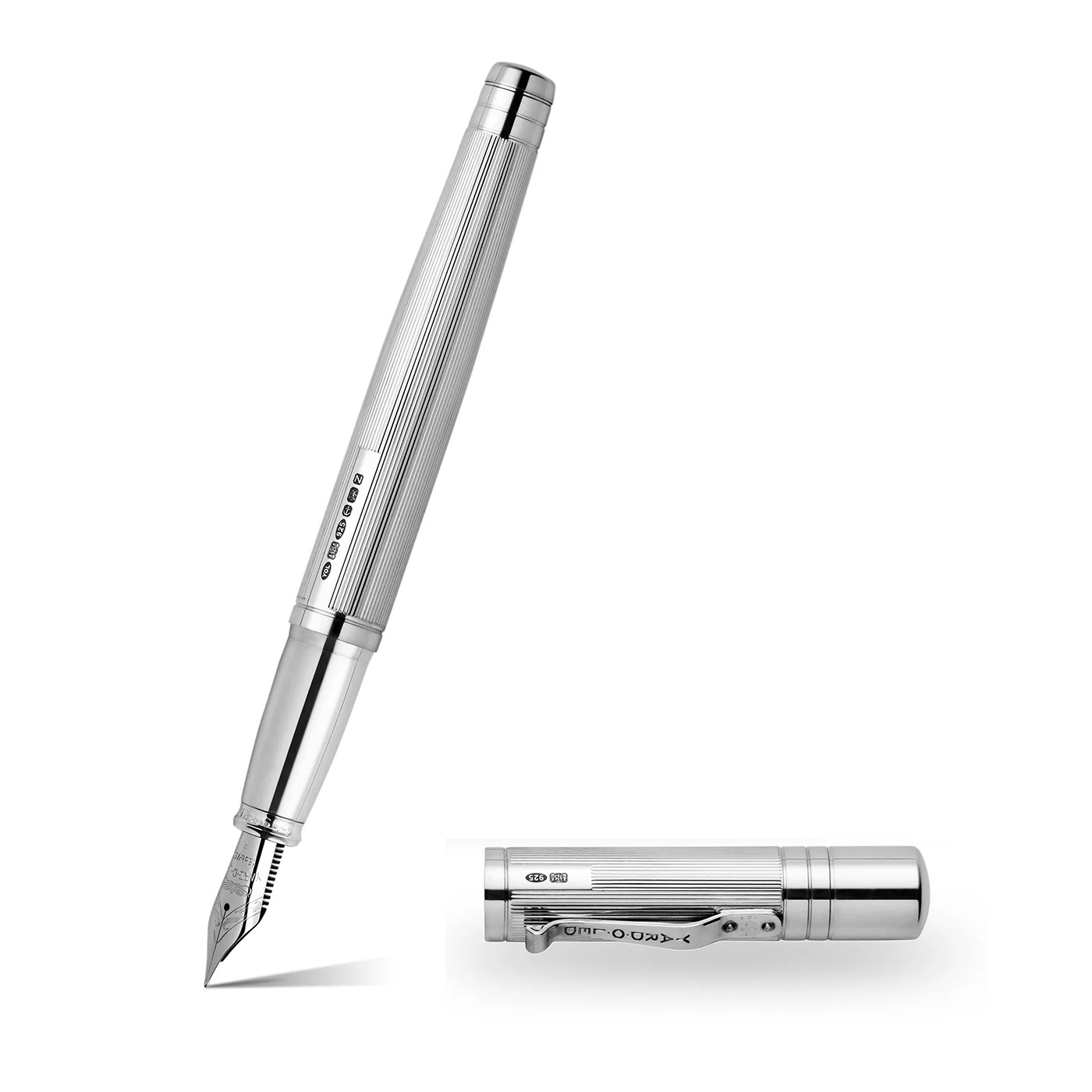 Yard O Led The Pinstripe 72 Sterling Silver Grand Fountain Pen Yard O Led The Pinstripe 72 Sterling Silver Grand Fountain Pen