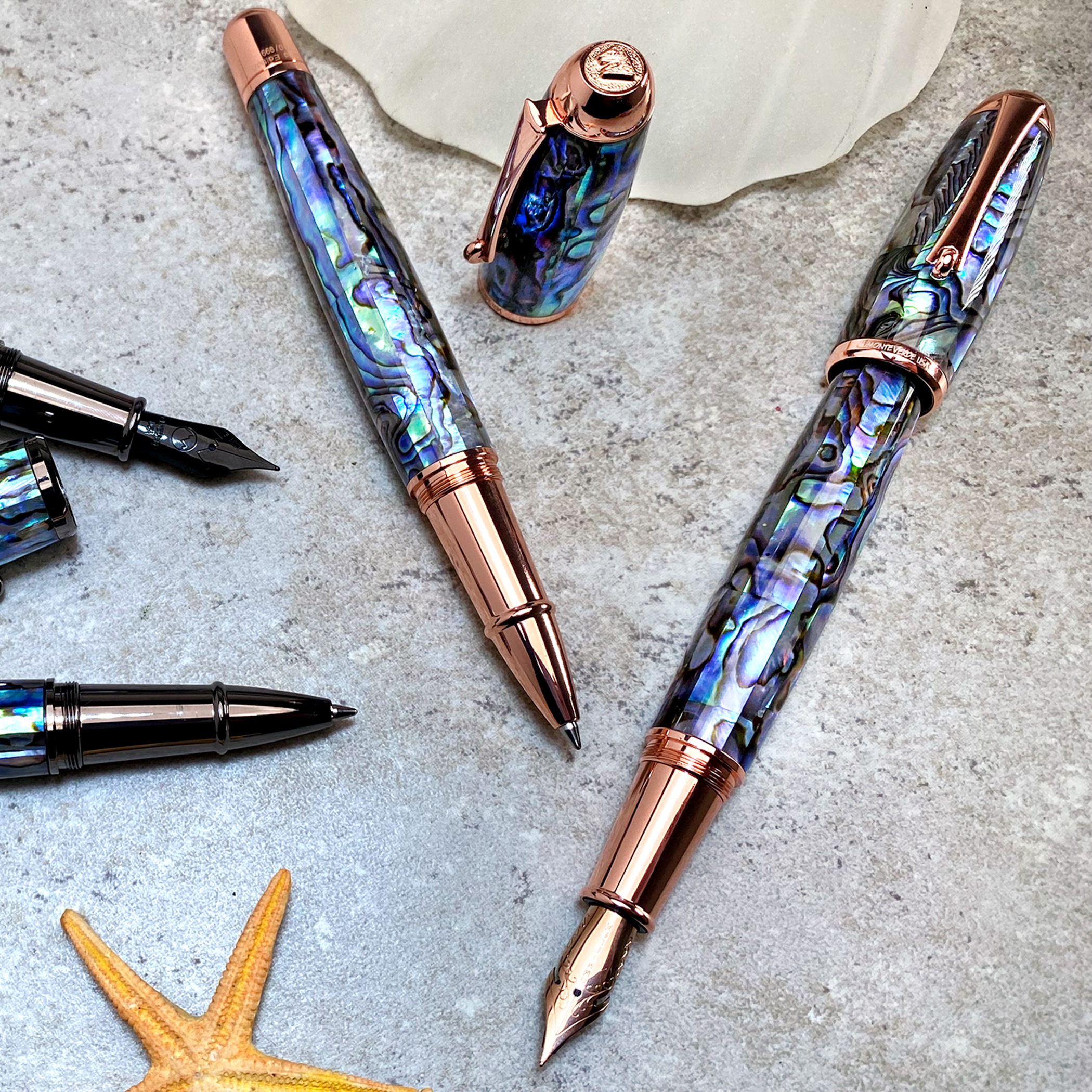 Monteverde Super Mega Abalone & Rose Gold Fountain Pen Monteverde Super Mega Abalone & Rose Gold Fountain Pen
