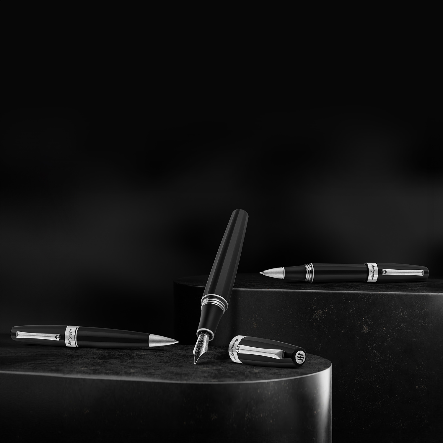 Montegrappa Magnifica Black Satin Stainless Steel Ballpoint Montegrappa Magnifica Black Satin Stainless Steel Ballpoint